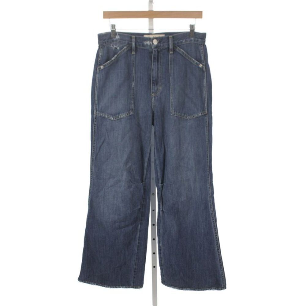 Amo Womens Wide-Leg Jeans Blue High Rise Button Cotton Size 28